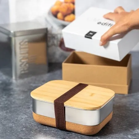 Boîte à Lunch Écologique Personnalisée en Édition Limitée - Lanrok Matières : coton recyclé Couleurs : bleu pétrole livraison ex