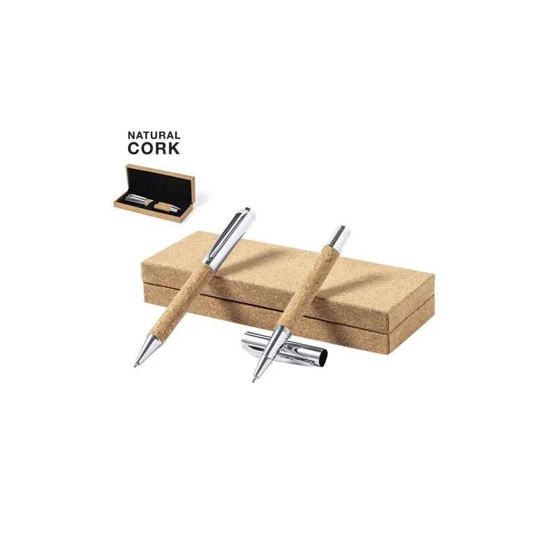 Set de Stylos et Rollers Écologiques Personnalisés Odegor Matières : PET recyclé Couleurs : bleu marine