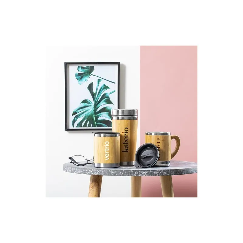 Mug Isotherme Écologique Personnalisé en Verre Thermique Lubon Matières : acrylique Couleurs : noir marquage laser ultra précis