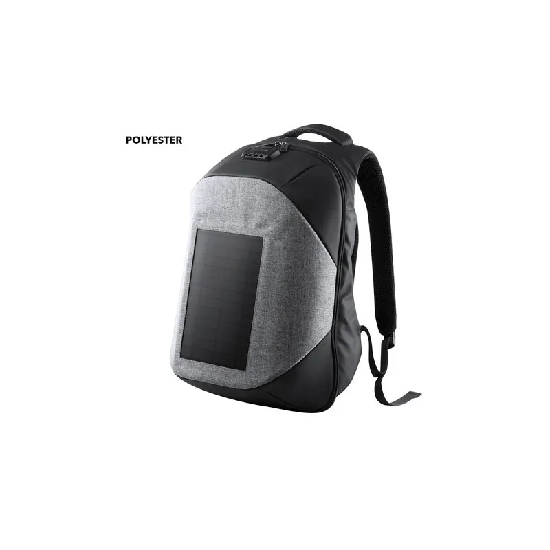 Sac à Dos Écologique Personnalisé avec Chargeur USB Intégré Koneit Matières : PET recyclé Couleurs : gris personnalisable avec v