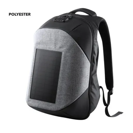 Sac à Dos Écologique Personnalisé avec Chargeur USB Intégré Koneit Matières : PET recyclé Couleurs : gris personnalisable avec v