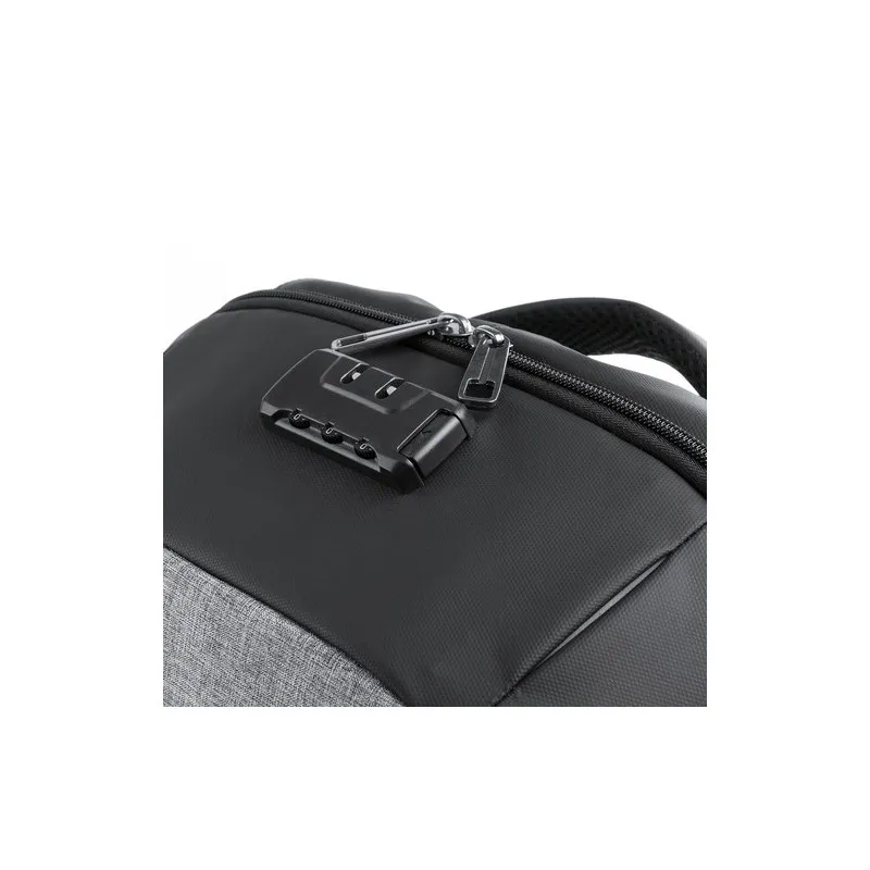 Sac à Dos Écologique Personnalisé avec Chargeur USB Intégré Koneit Matières : PET recyclé Couleurs : gris marquage laser ultra p