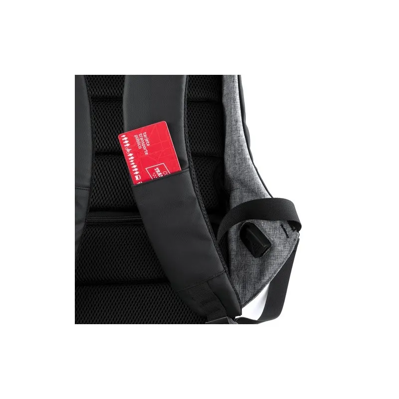 Sac à Dos Écologique Personnalisé avec Chargeur USB Intégré Koneit Matières : PET recyclé Couleurs : gris personnalisation rapid