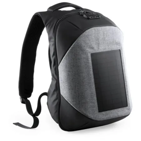 Sac à Dos Écologique Personnalisé avec Chargeur USB Intégré Koneit Matières : PET recyclé Couleurs : gris impression logo haute 