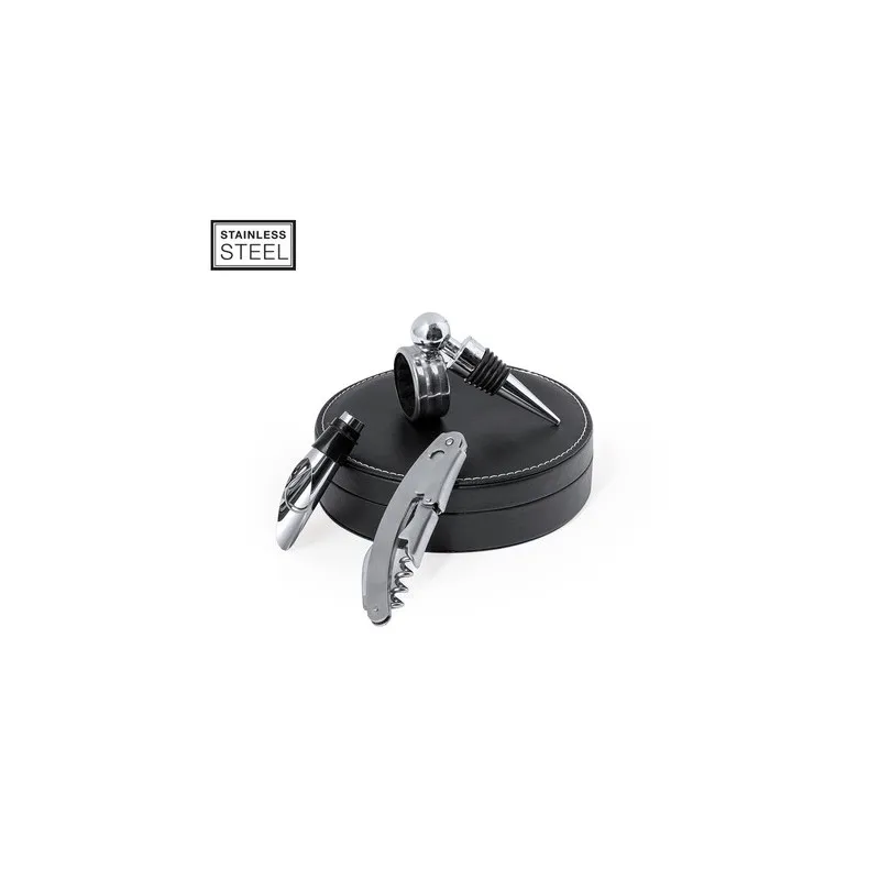 Coffret d'Accessoires à Vin Personnalisé Albion Couleurs : gris Matières : acier inoxydable recyclé personnalisable avec votre l