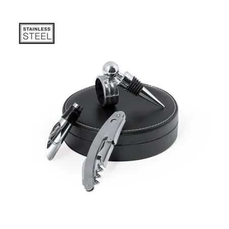 Coffret d'Accessoires à Vin Personnalisé Albion Couleurs : gris Matières : acier inoxydable recyclé personnalisable avec votre l