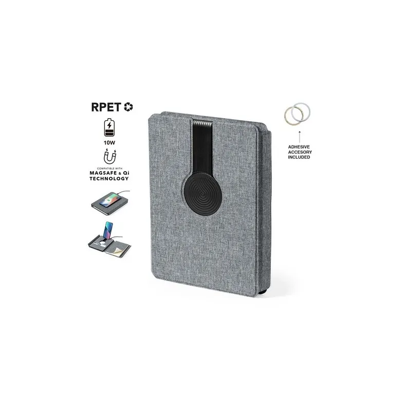 Bloc Notes Multifonction Écologique avec Chargeur et Papeterie Morrison Matières : PET recyclé Couleurs : bleu personnalisable a