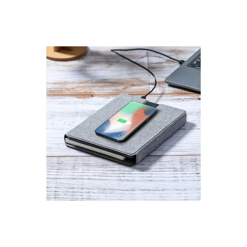 Bloc Notes Multifonction Écologique avec Chargeur et Papeterie Morrison Matières : PET recyclé Couleurs : bleu cadeau collaborat