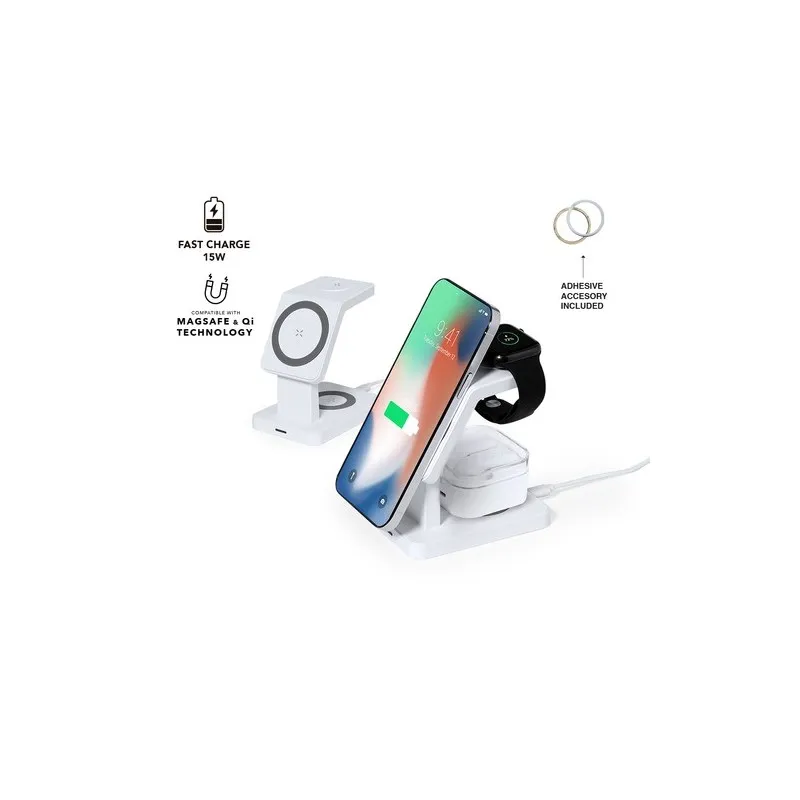 Chargeur sans fil personnalisé 15W - Krastop Matières : acier inoxydable Couleurs : argenté personnalisable avec votre logo