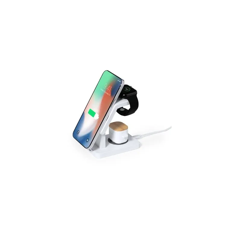 Chargeur sans fil personnalisé 15W - Krastop Matières : acier inoxydable Couleurs : argenté cadeau entreprise pas cher