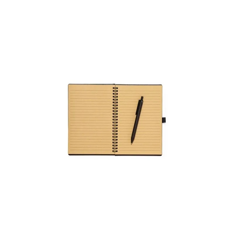 Cahier Écologique Personnalisé avec Stylo - Alanna pas cher Matières : PET recyclé Couleurs : gris marquage laser ultra précis