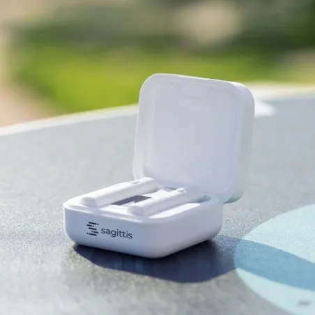 Écouteurs Bluetooth solaires personnalisés pas chers - Vinzer Matières : bambou objet promotionnel éco-responsable