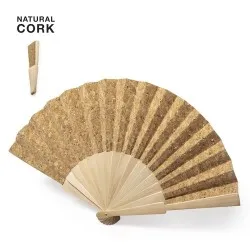 Éventail publicitaire en liège naturel Kasol Matières : spandex Couleurs : blanc