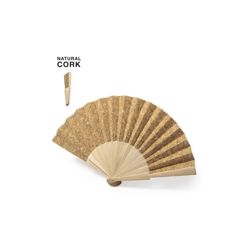 Éventail publicitaire en liège naturel Kasol Matières : spandex Couleurs : blanc