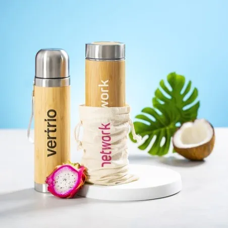Bouteille Isotherme Écologique Personnalisée 500ml en Bambou - Thermo Moltex Matières : polaire Taille textile : L Couleurs : ro