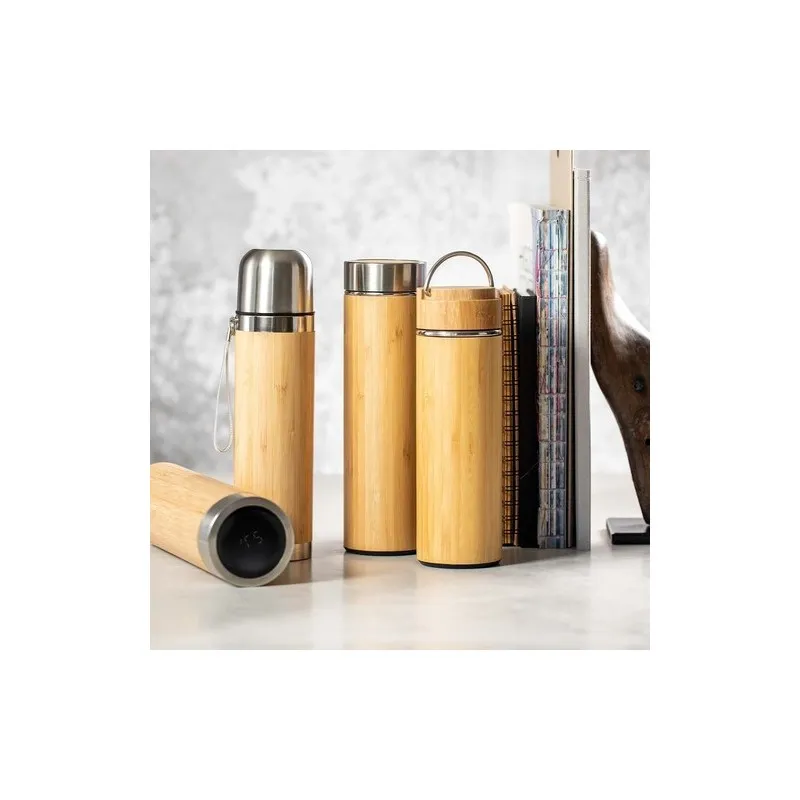 Bouteille Isotherme Écologique Personnalisée 500ml en Bambou - Thermo Moltex Matières : polaire Taille textile : L Couleurs : ro