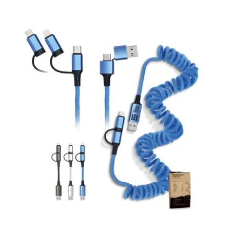 Câble de Charge Rapide Retractable 6 en 1 Personnalisé Couleurs : blanc personnalisable avec votre logo