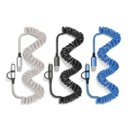 Câble de Charge Rapide Retractable 6 en 1 Personnalisé Matières : aluminium Couleurs : vert impression haute définition