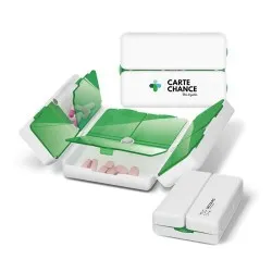 Pilulier Hebdomadaire Personnalisé Publicitaire Matières : PET recyclé Couleurs : gris