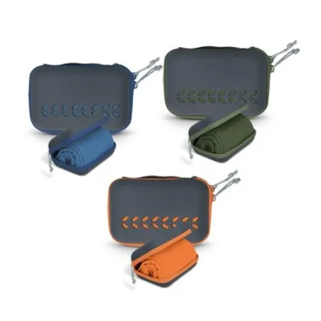 Serviette de sport microfibre avec boîte de rangement personnalisée Matières : liège Couleurs : naturel marquage laser ultra pré