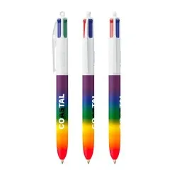 Stylo Pratique Personnalisé 4 Couleurs Rainbow Décor BIC® Matières : plastique Couleurs : noir