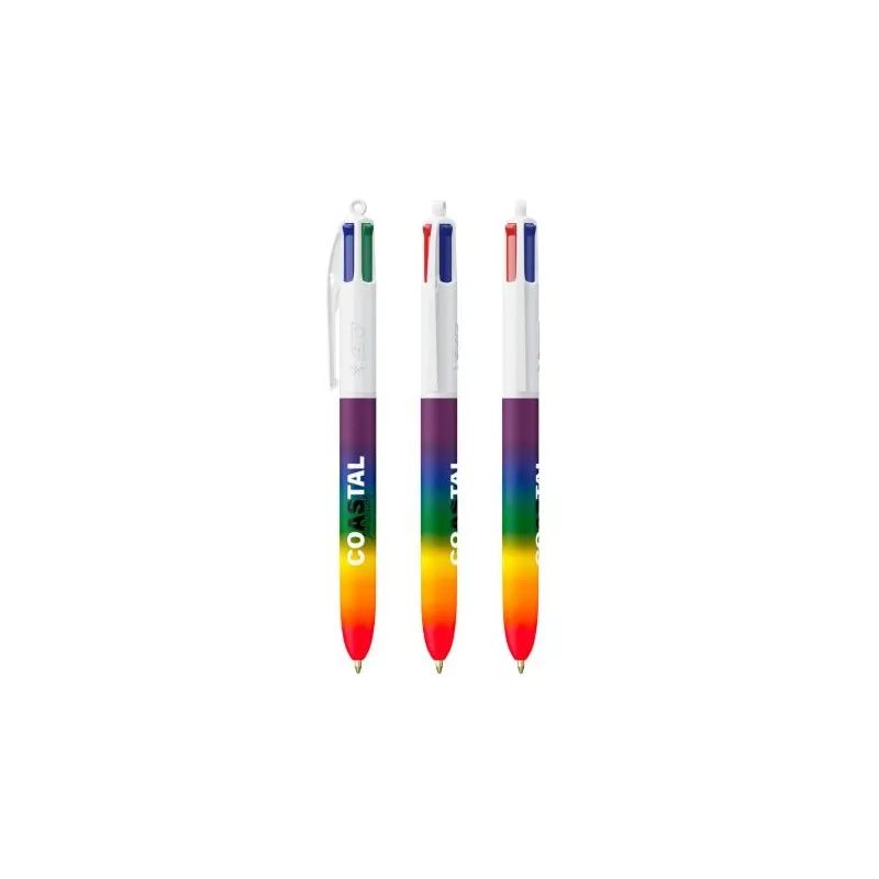Stylo Pratique Personnalisé 4 Couleurs Rainbow Décor BIC® Matières : plastique Couleurs : noir