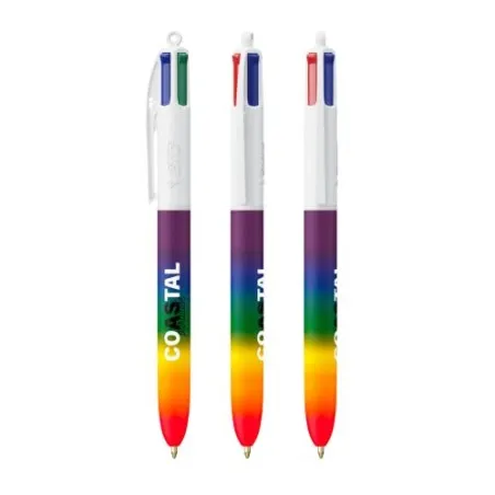 Stylo Pratique Personnalisé 4 Couleurs Rainbow Décor BIC® Matières : plastique Couleurs : noir