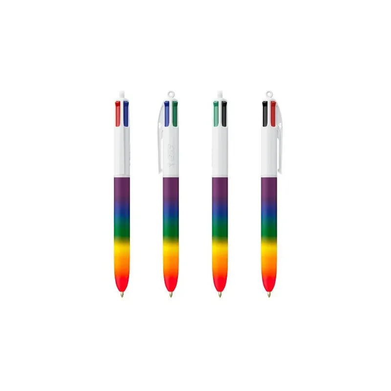 Stylo Pratique Personnalisé 4 Couleurs Rainbow Décor BIC® Matières : plastique Couleurs : noir personnalisable avec votre logo