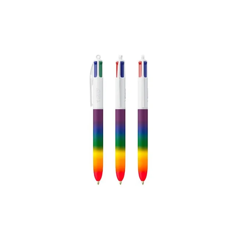 Stylo Pratique Personnalisé 4 Couleurs Rainbow Décor BIC® Matières : plastique Couleurs : noir cadeau entreprise pas cher