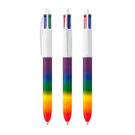 Stylo Pratique Personnalisé 4 Couleurs Rainbow Décor BIC® Matières : plastique Couleurs : noir cadeau entreprise pas cher