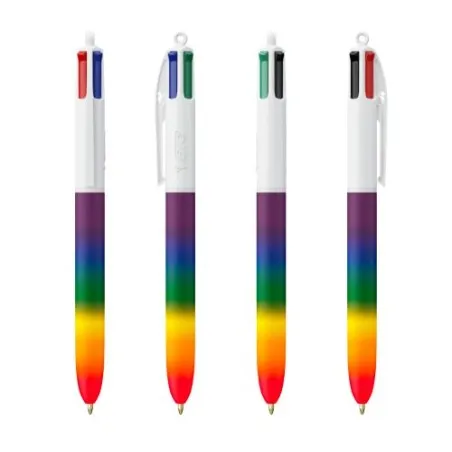 Stylo Multicolore Personnalisé Écologique avec Lanyard BIC® 4 Couleurs® Rainbow Decor Matières : plastique Couleurs : bleu perso