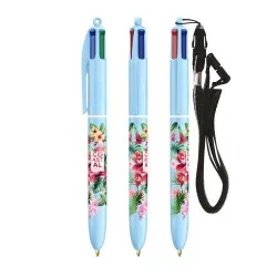 Stylo Innovant Pastel 4 Couleurs avec Lanyard BIC® Matières : acier inoxydable Couleurs : argenté