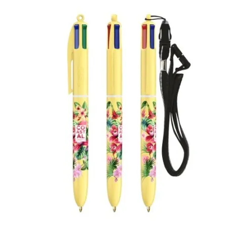 Stylo Innovant Pastel 4 Couleurs avec Lanyard BIC® Matières : acier inoxydable Couleurs : argenté marquage couleur éclatante
