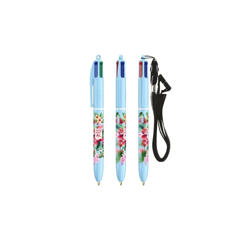 Stylo Innovant Pastel 4 Couleurs avec Lanyard BIC® Matières : bois Couleurs : brun cadeau entreprise pas cher