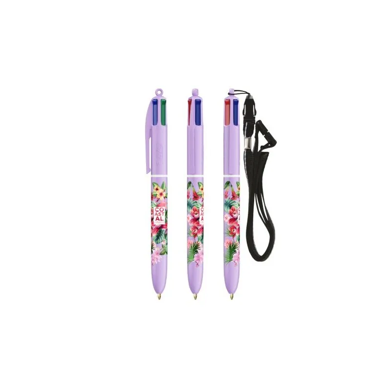 Stylo Innovant Pastel 4 Couleurs avec Lanyard BIC® Matières : bois Couleurs : brun goodies personnalisé en stock