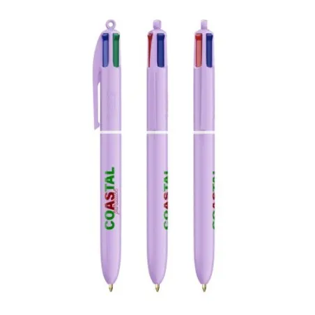 Stylo Personnalisé Unique et Créatif 4 Couleurs Pastel BIC® Matières : métal Couleurs : argenté goodies publicitaire événementie
