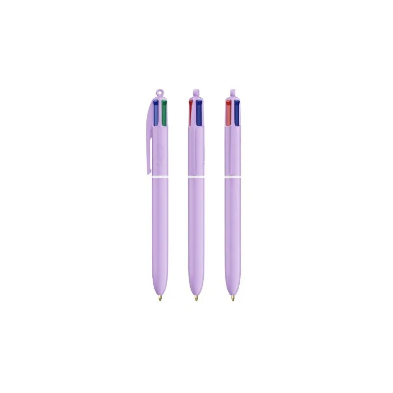 Stylo Personnalisé Unique et Créatif 4 Couleurs Pastel BIC® Matières : métal Couleurs : argenté objet promo petit budget