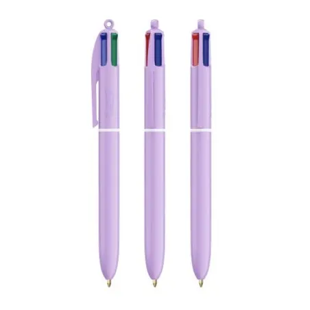 Stylo Personnalisé Unique et Créatif 4 Couleurs Pastel BIC® Matières : métal Couleurs : argenté objet promo petit budget