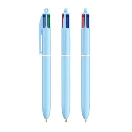 Stylo Personnalisé Unique et Créatif 4 Couleurs Pastel BIC® Matières : caoutchouc Couleurs : noir objet publicitaire robuste