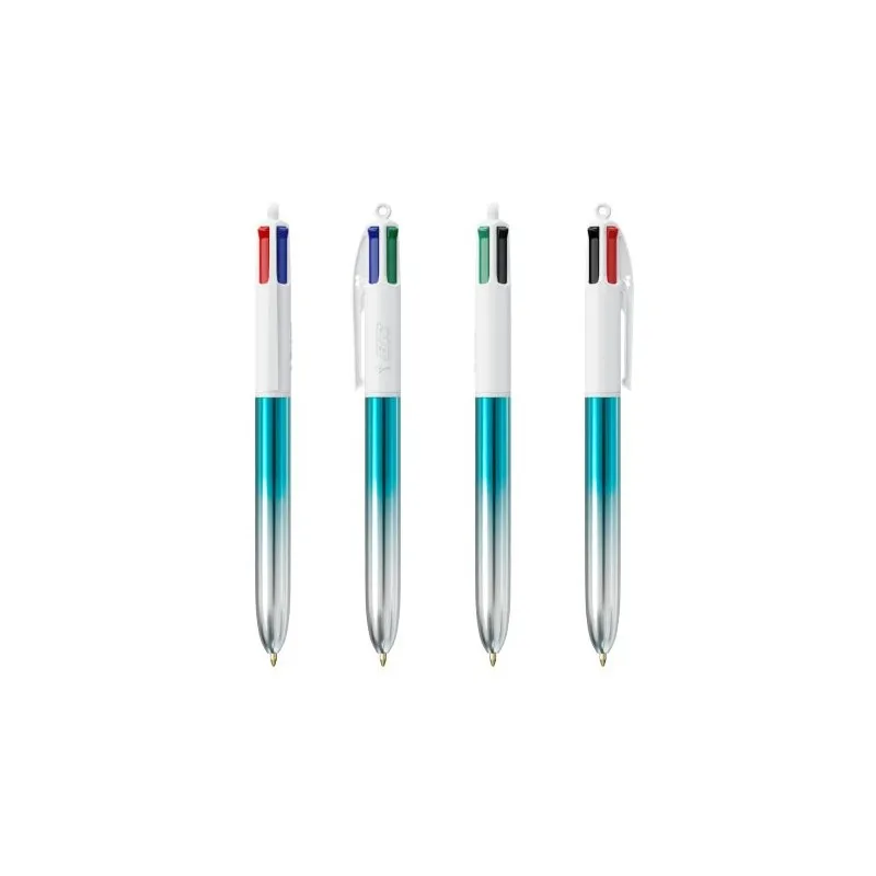 Stylos Bicolor 4 Couleurs® Personnalisés avec Lanière - BIC® Matières : coton Couleurs : blanc objet promotionnel éco-responsabl
