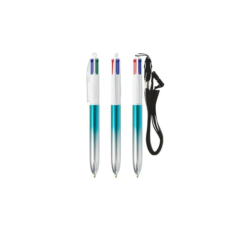 Stylos Bicolor 4 Couleurs® Personnalisés avec Lanière - BIC® Matières : coton Couleurs : blanc cadeau client original