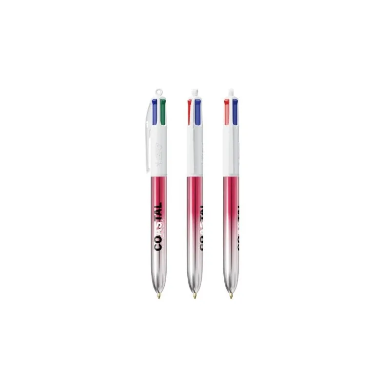 Stylo Publicitaire Bicolor à 4 Couleurs BIC® Matières : verre Couleurs : translucide Contenance : 378 ml