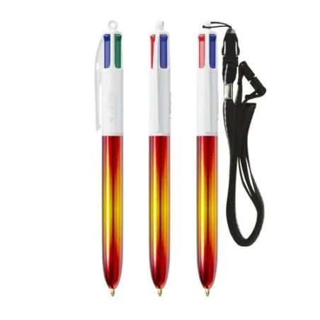 Stylo publicitaire 4 Couleurs® avec lanyard - Édition Flags BIC® Matières : bambou Couleurs : bambou cadeau collaborateur premiu