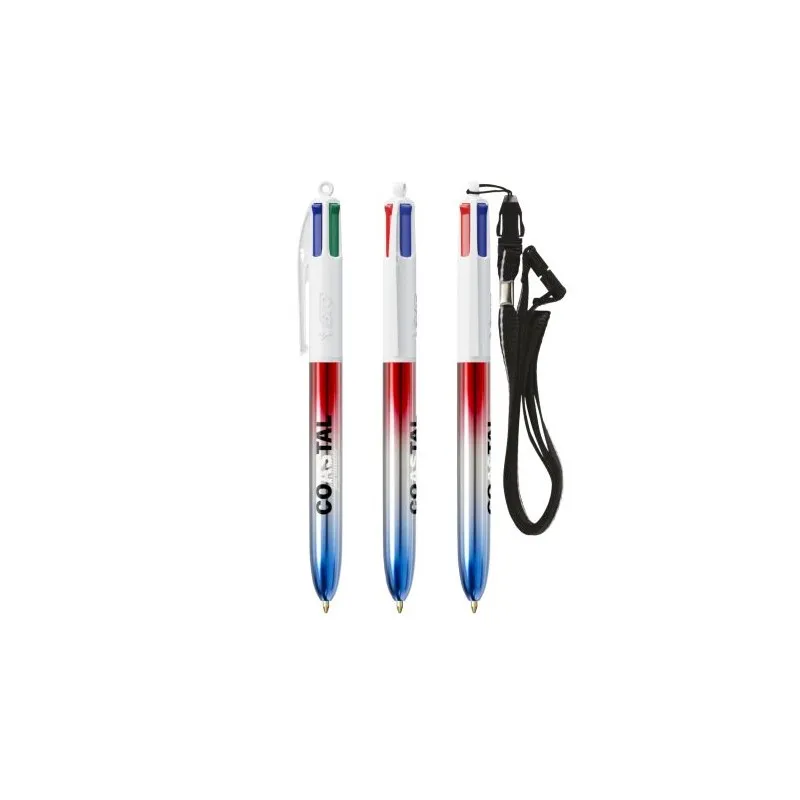 Stylo publicitaire 4 Couleurs® avec lanyard - Édition Flags BIC® Matières : coton recyclé Couleurs : naturel Contenance : 7 L go