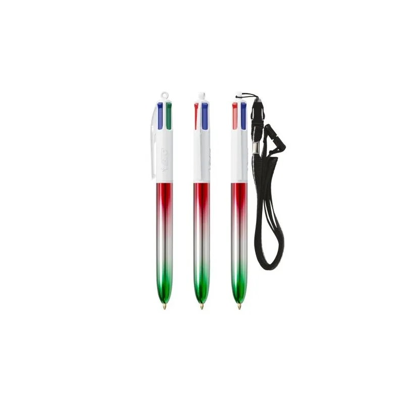Stylo publicitaire 4 Couleurs® avec lanyard - Édition Flags BIC® Matières : coton recyclé Couleurs : naturel Contenance : 7 L li