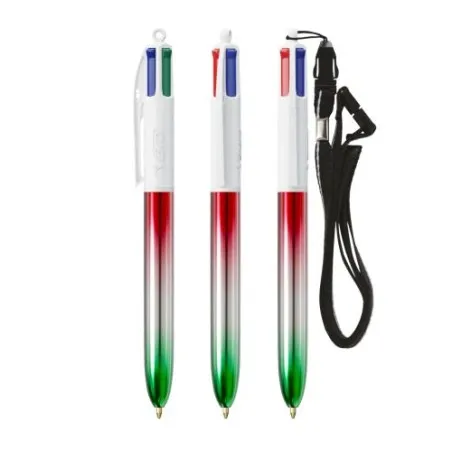 Stylo publicitaire 4 Couleurs® avec lanyard - Édition Flags BIC® Matières : coton recyclé Couleurs : naturel Contenance : 7 L li