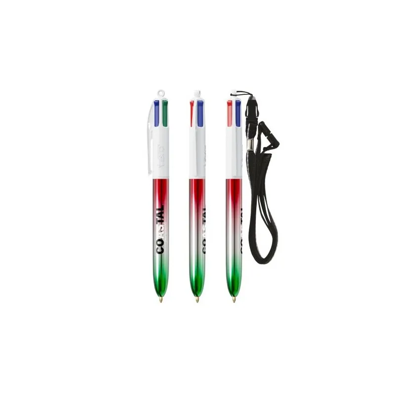 Stylo publicitaire 4 Couleurs® avec lanyard - Édition Flags BIC® Matières : coton recyclé Couleurs : naturel Contenance : 7 L go