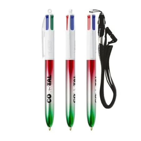 Stylo publicitaire 4 Couleurs® avec lanyard - Édition Flags BIC® Matières : coton recyclé Couleurs : naturel Contenance : 7 L go