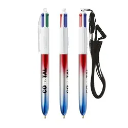 Stylo publicitaire 4 Couleurs® avec lanyard - Édition Flags BIC® Matières : bambou Couleurs : bambou 2