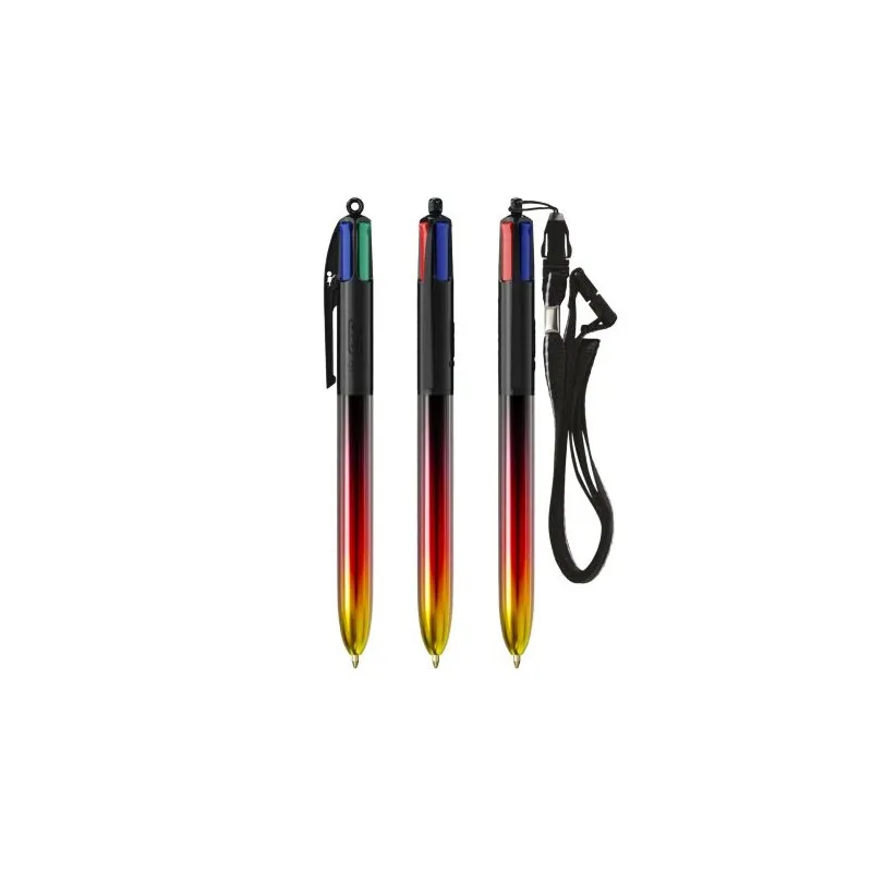 Stylo publicitaire 4 Couleurs® avec lanyard - Édition Flags BIC® Matières : verre Couleurs : marron personnalisation rapide en F